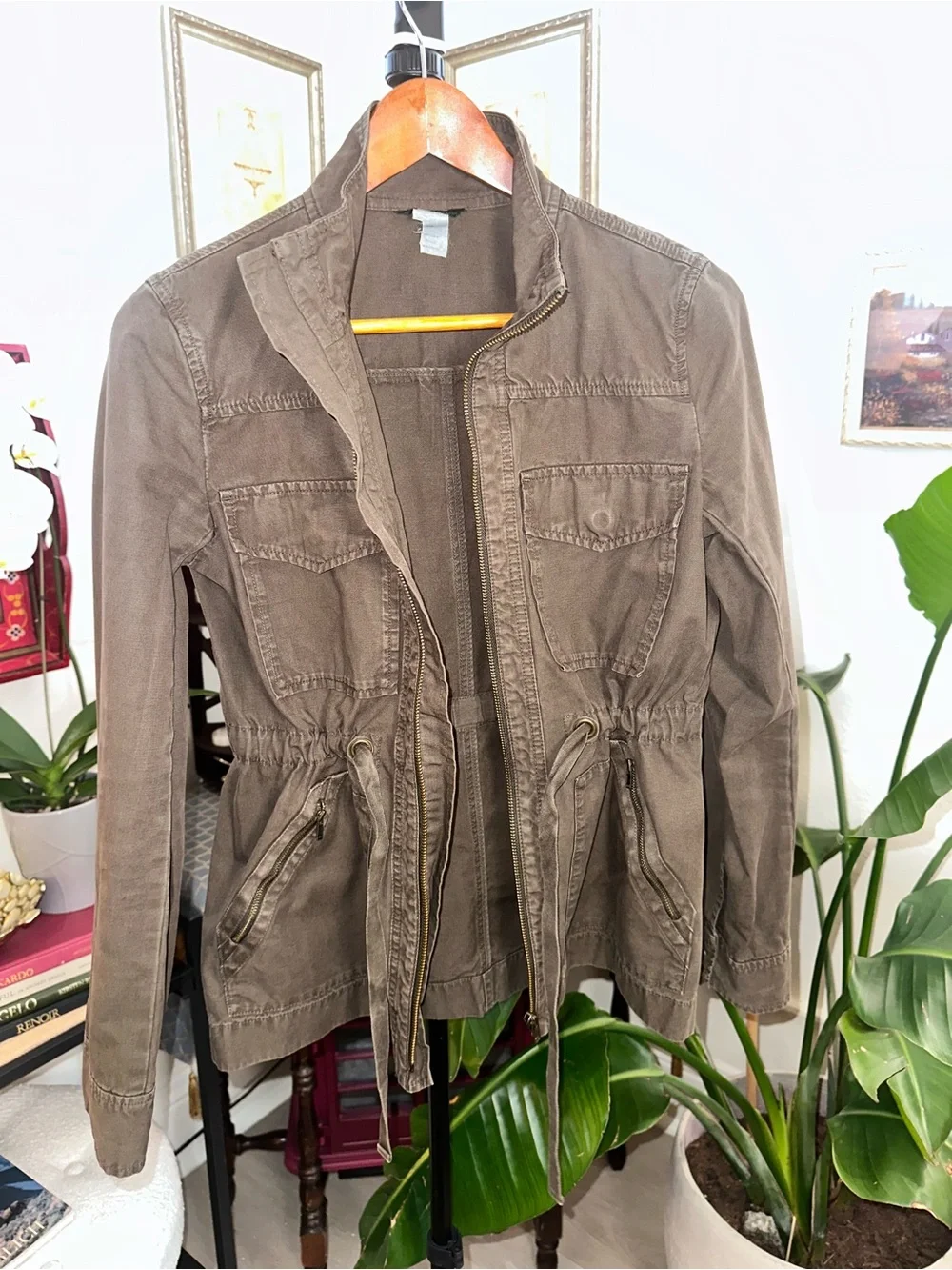 J. Crew Olive Green Field Jacket with Drawstring Waist